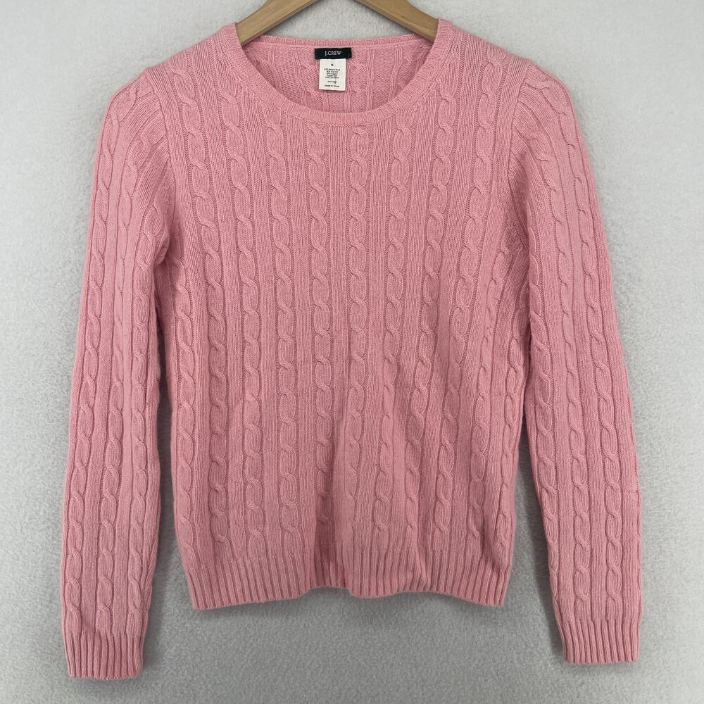 J. Crew Pink Cable Knit Crewneck Sweater